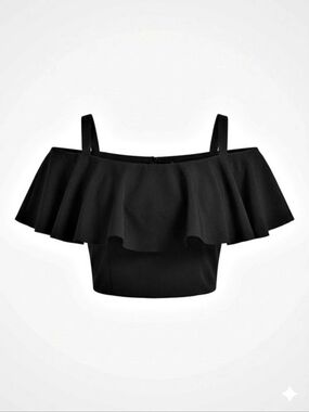 538 Dave & Johnny Black Ruffle Crop Top Size 5/6